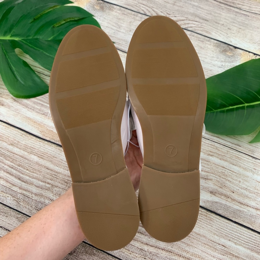 NEW White Fringe Studded Oxford Slip On Loafers - Picture 5 of 5